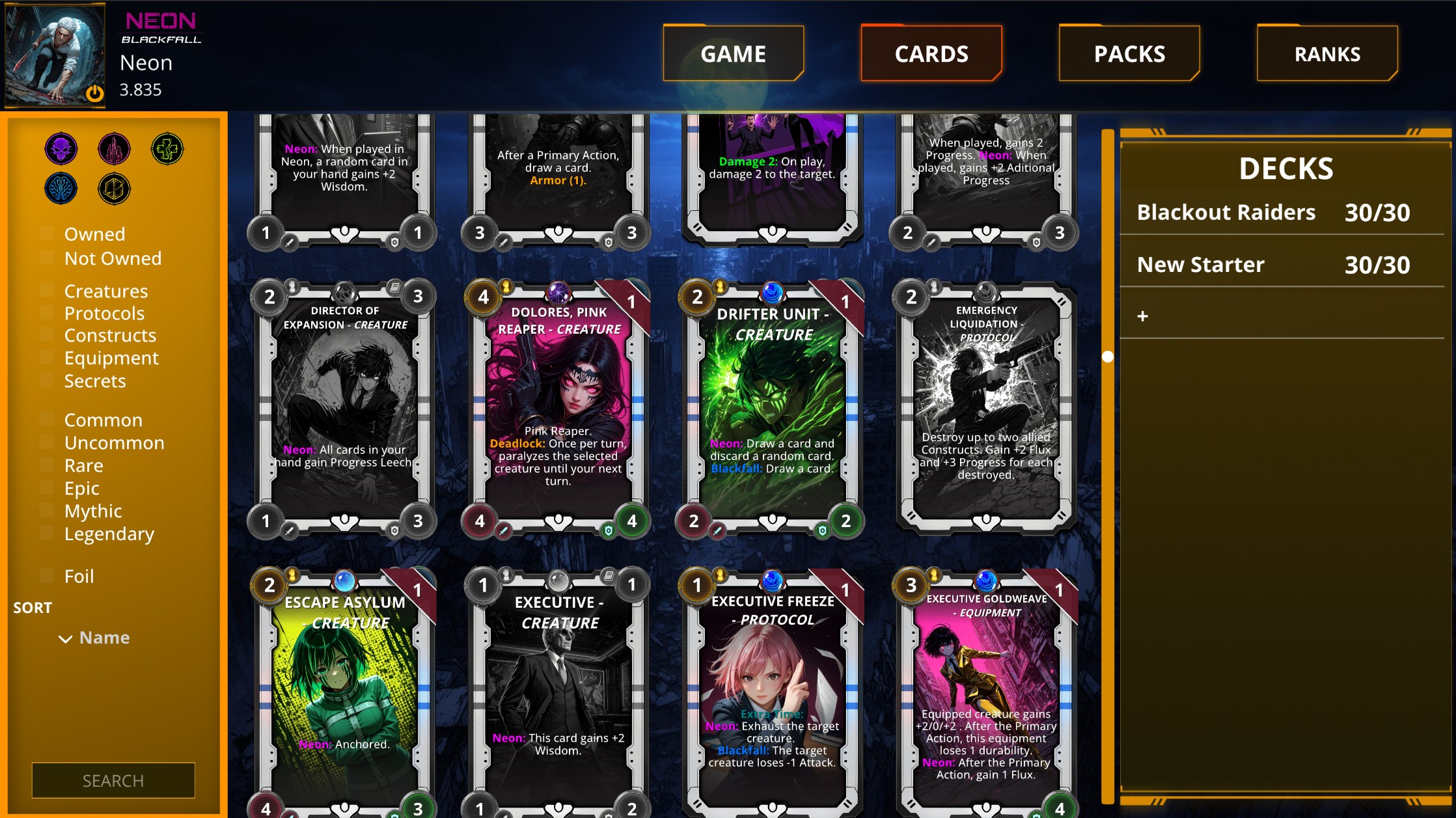 Card game. Build your deck.